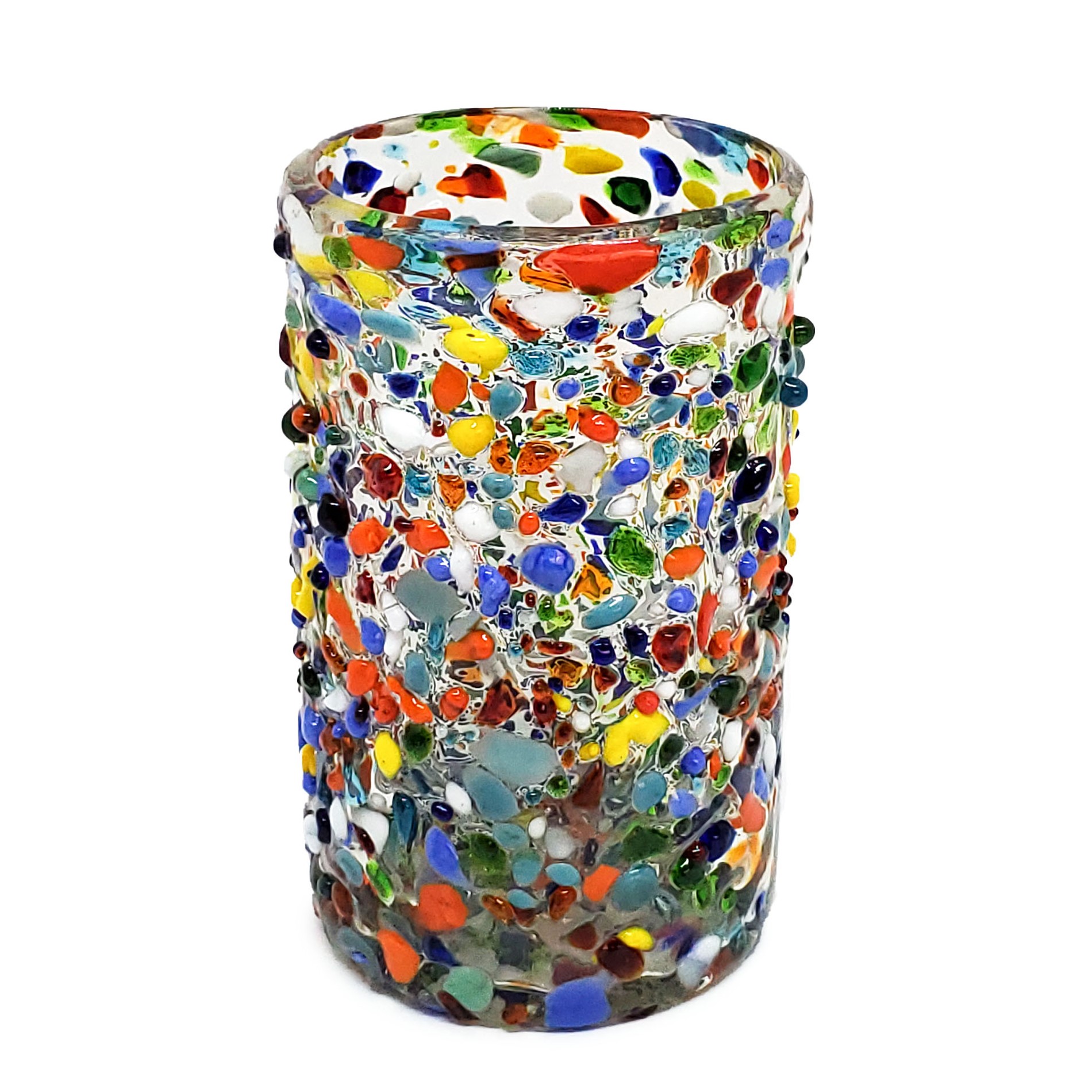 Confetti Glassware / Confetti Rocks 14 oz Drinking Glasses (set of 6) / Let the spring come into your home with this colorful set of glasses. The multicolor glass rocks decoration makes them a standout in any place.